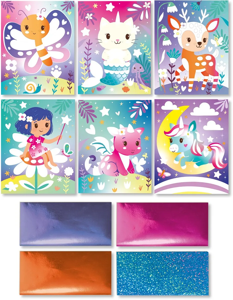SES Creative Foil Art Schemerige Sprookjes - 4 Metallic Folies & 6 Kaarten