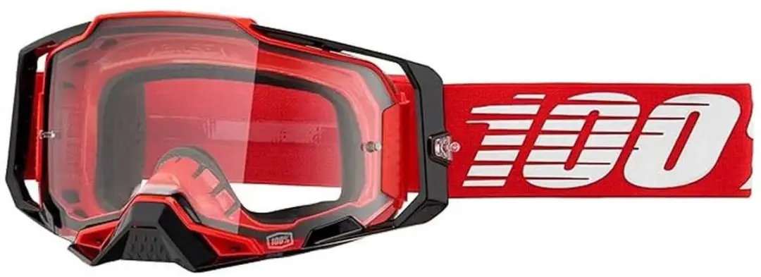 100% Armega Motorcross Goggles - Rood, Heldere Lens - afbeelding 2 van 2