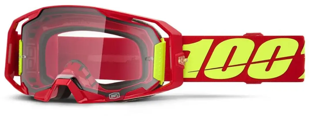 100percent ARMATIC Cross Goggles - Rood/Geel Fluo - Heldere Lens - afbeelding 4 van 4