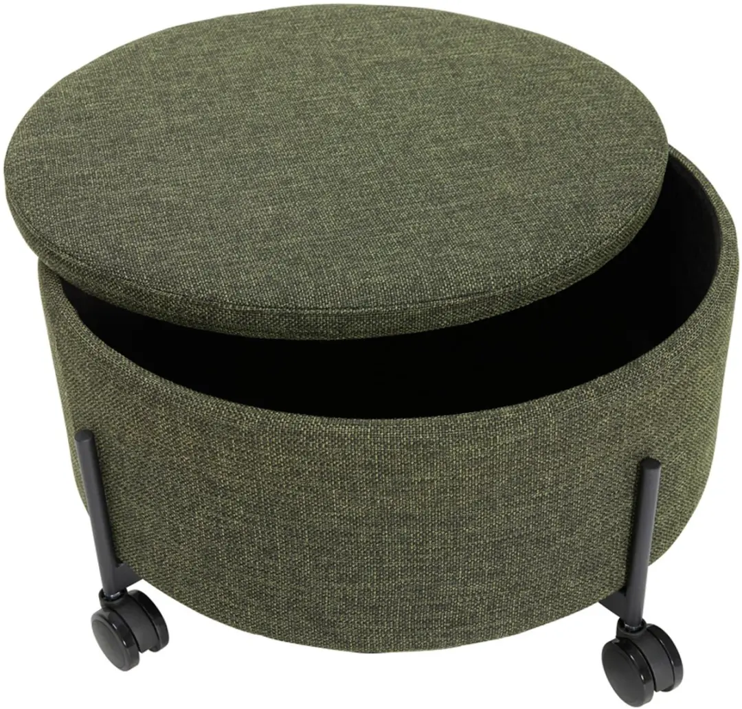 Hübsch Contain Poef Large - Ø67cm - Groen - afbeelding 5 van 6