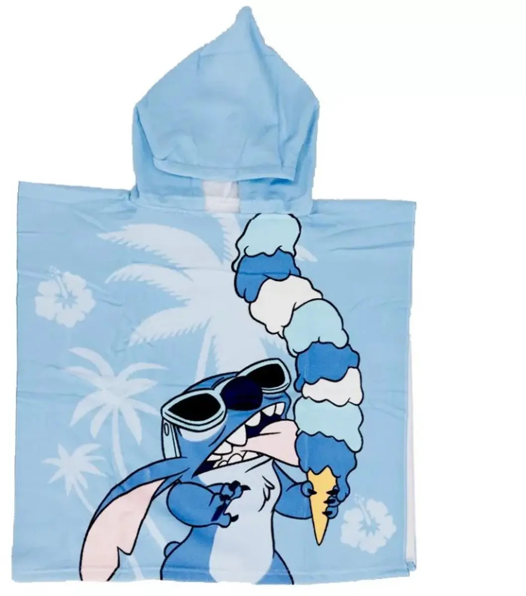 Lilo & Stitch Stitch Poncho - 55x110cm - Blauw/Wit - afbeelding 5 van 6