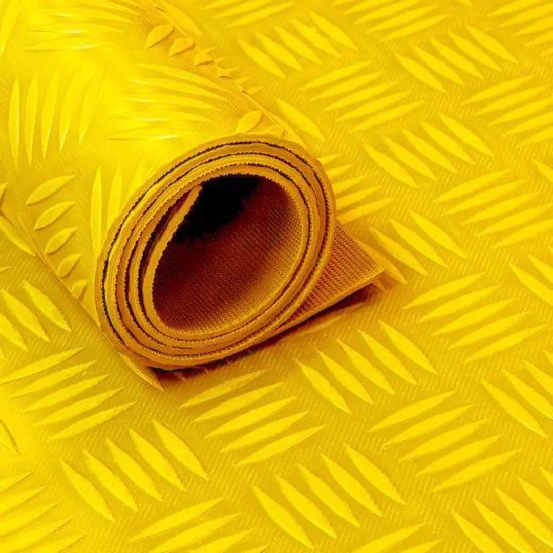 Rubber loper / rubbermat op rol Traanplaat 3mm geel