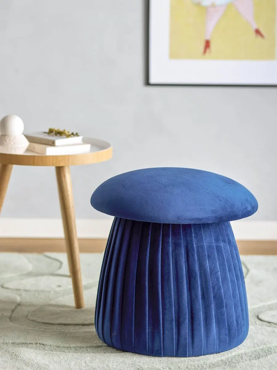 Bloomingville Roberta Poef - Blauw - afbeelding 2 van 3