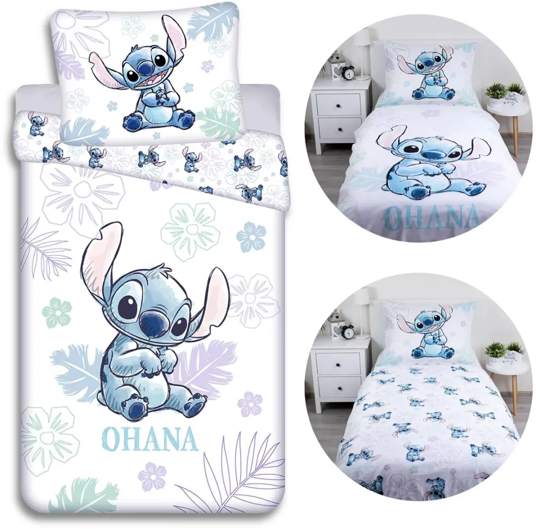 DISNEY Stitch Katoenen dubbelzijdig kinderbeddengoed, voor meisjes, ritssluiting