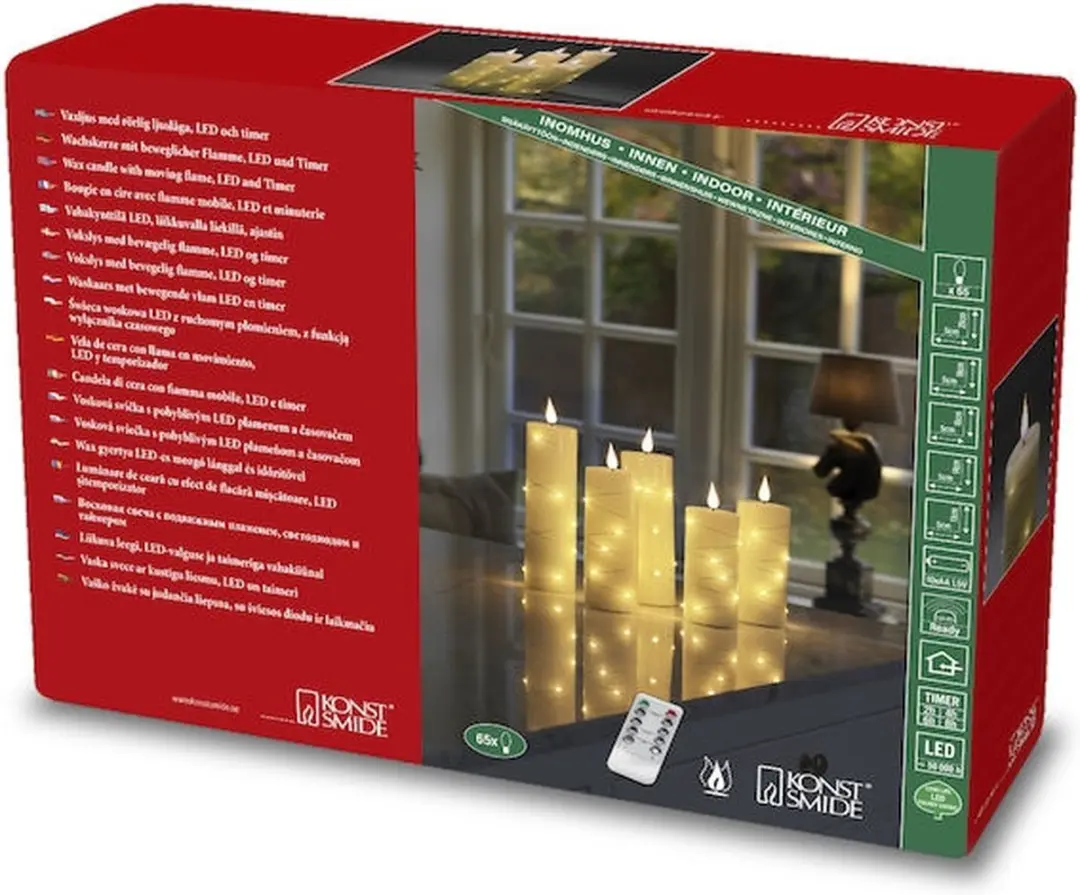 Konstsmide 1845-190 LED-kaars Echte Was - Warm-wit - Ø55x200mm - Set van 5 - afbeelding 5 van 6