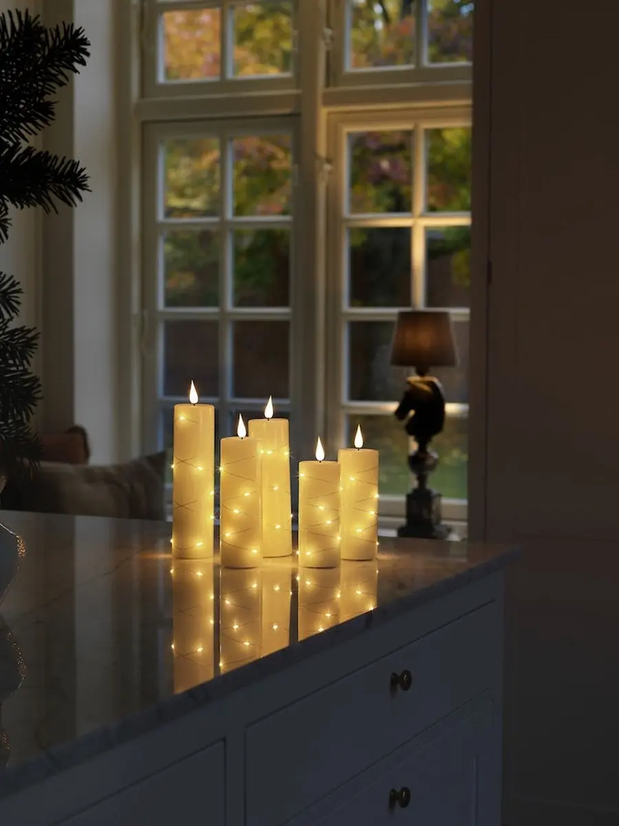 Konstsmide 1845-190 LED-kaars Echte Was - Warm-wit - Ø55x200mm - Set van 5 - afbeelding 3 van 6