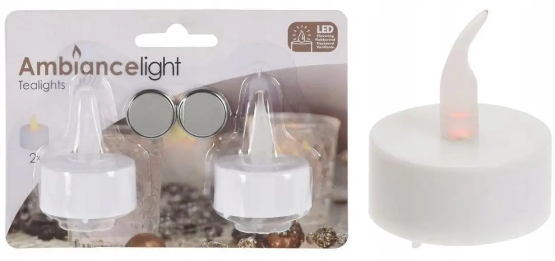 Koopman LED Theelicht Set 2 stuks - Wit/Geel - afbeelding 2 van 6