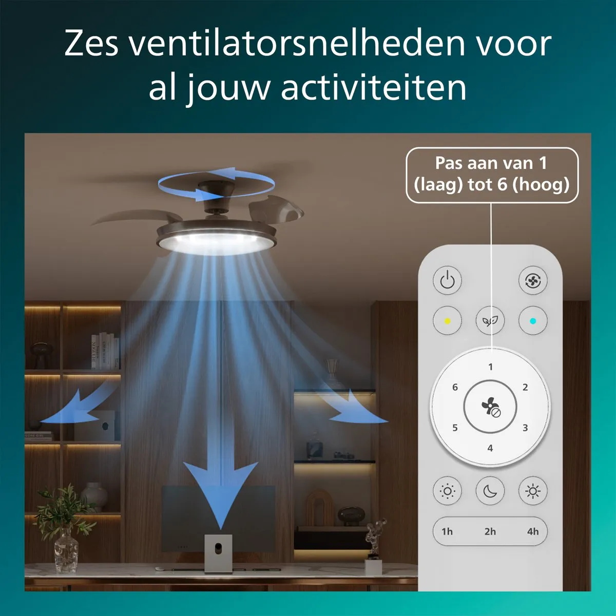 Philips Atlas Plafondventilator 106cm - 4500 Lumen - Nikkel