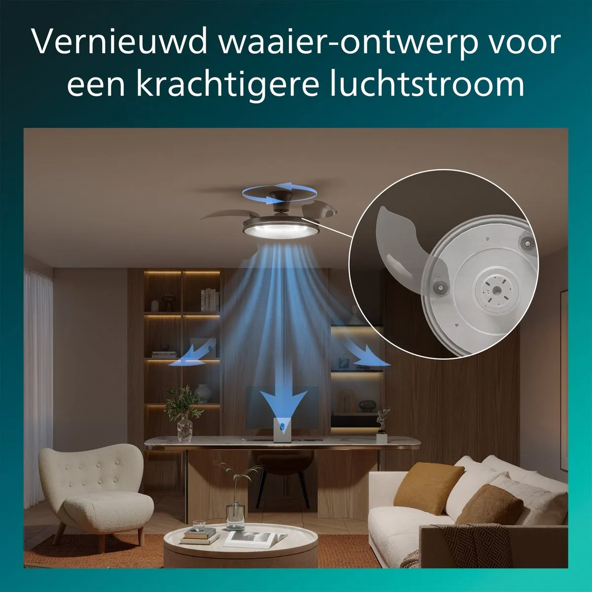 Philips Atlas Plafondventilator 106cm - 4500 Lumen - Nikkel
