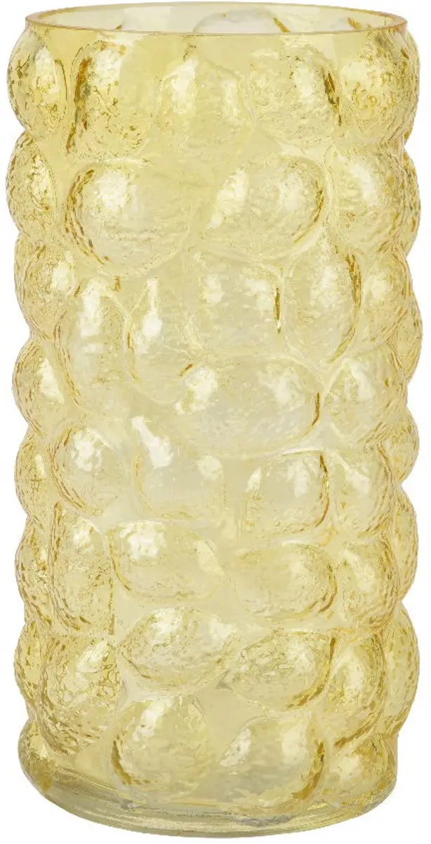 Vaas glas d15h28 cm geel