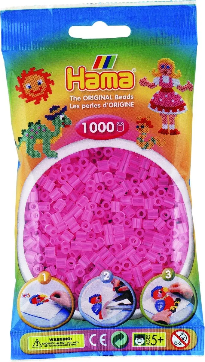 Hama Strijkkralen 1000 Stuks - Roze Transparant