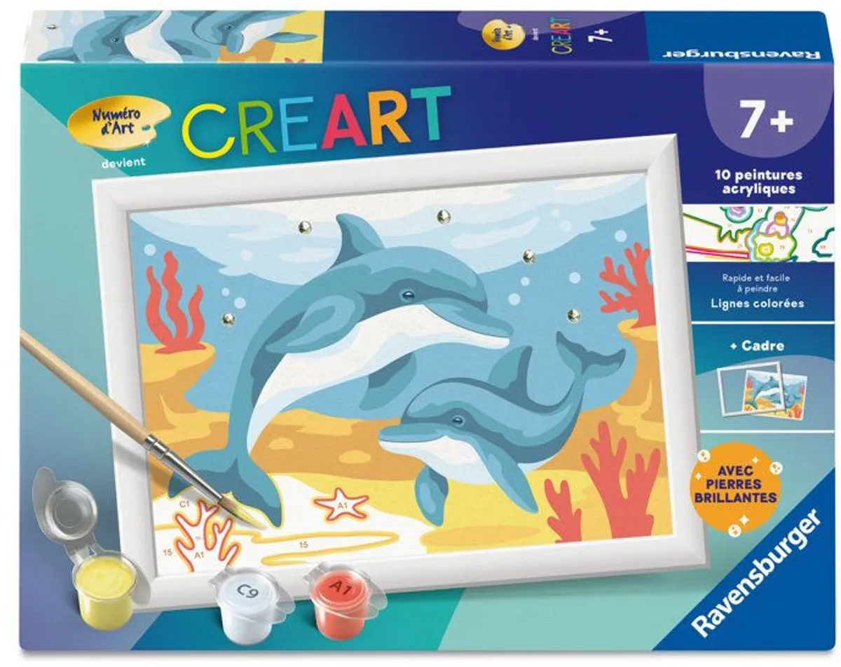 Ravensburger CreArt Dolfijnen Koraal Schilderen op Nummer 13x18cm