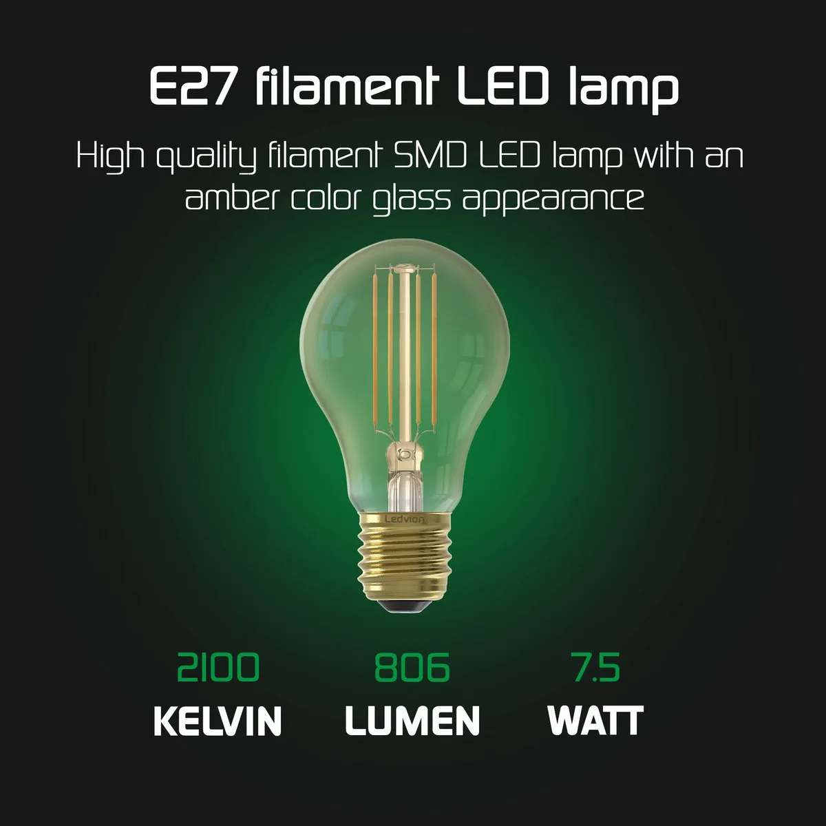 LEDVION LED Wandlamp Sensor Antraciet 7.5W 2100K E27 IP44 - afbeelding 6 van 6
