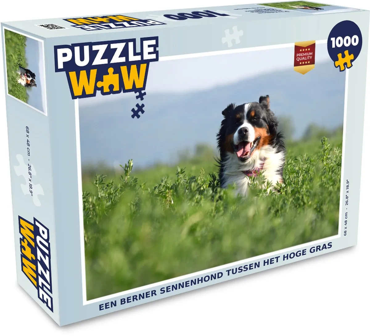 PuzzleWow Legpuzzel Berner Sennenhond tussen gras 1000 Stuks