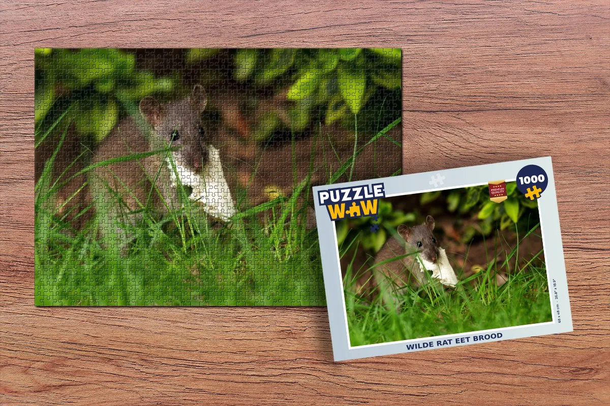 PuzzleWow Wilde Rat Eet Brood Legpuzzel 1000 Stuks - Multicolor