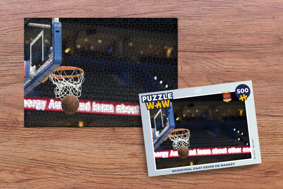 PuzzleWow Basketbal gaat door de basket Legpuzzel 500 Stuks - Multicolor