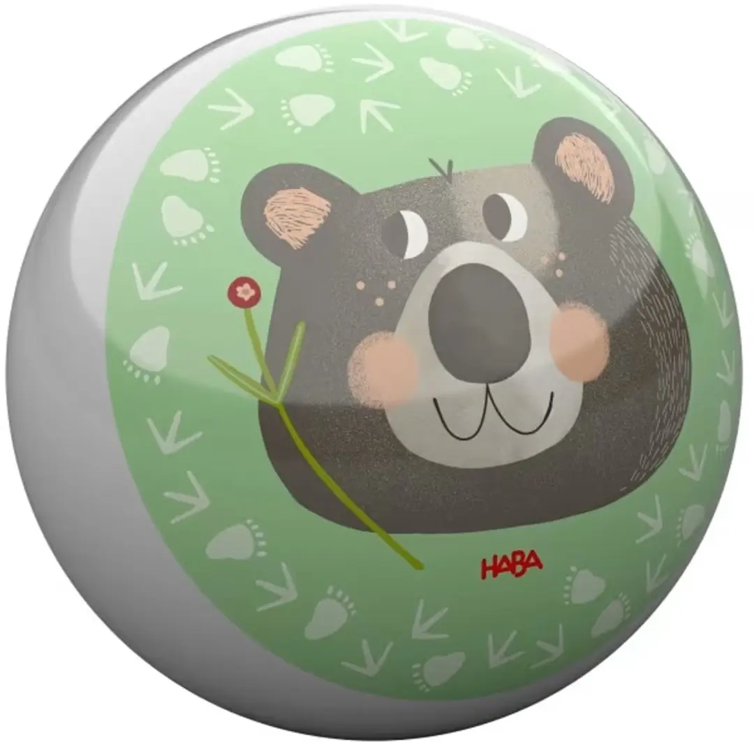 Haba speelbal bosdieren kunststof 14 cm met ventiel voor kinderen.