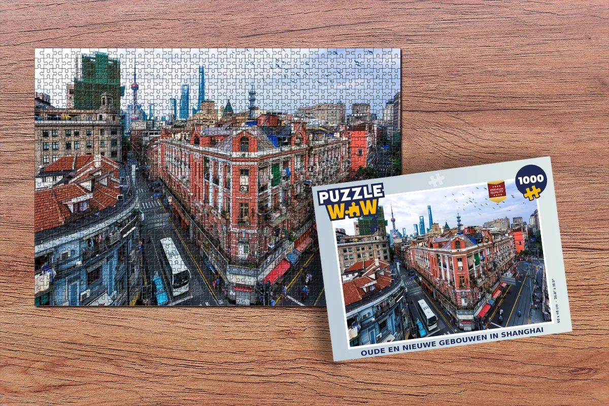 PuzzleWow Shanghai Gebouwen Legpuzzel 1000 Stuks - Multicolor