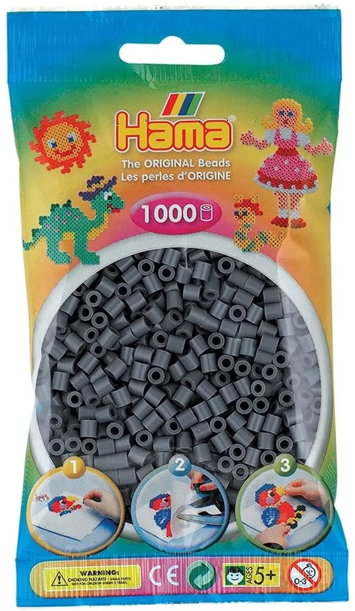 Hama Strijkkralen 1000 Stuks - Donkergrijs