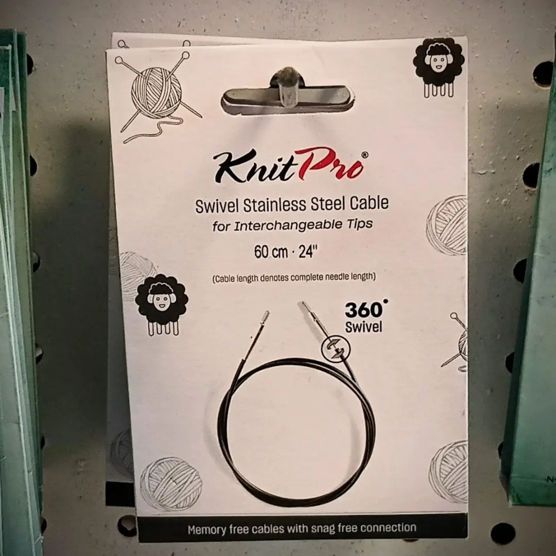 KnitPro Swivel 360° Verwis. kabel voor 60cm naald Zwart