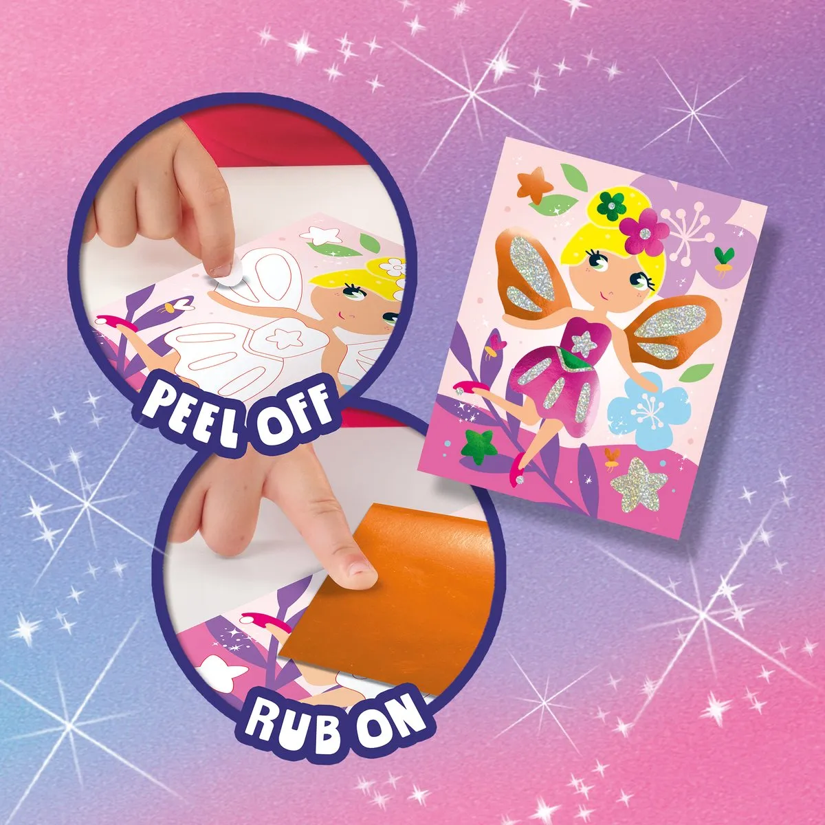 SES Creative Foil Art Vriendjes uit de Sprookjeswereld - 4 Metallic Folies & 6 Kaarten - Roze