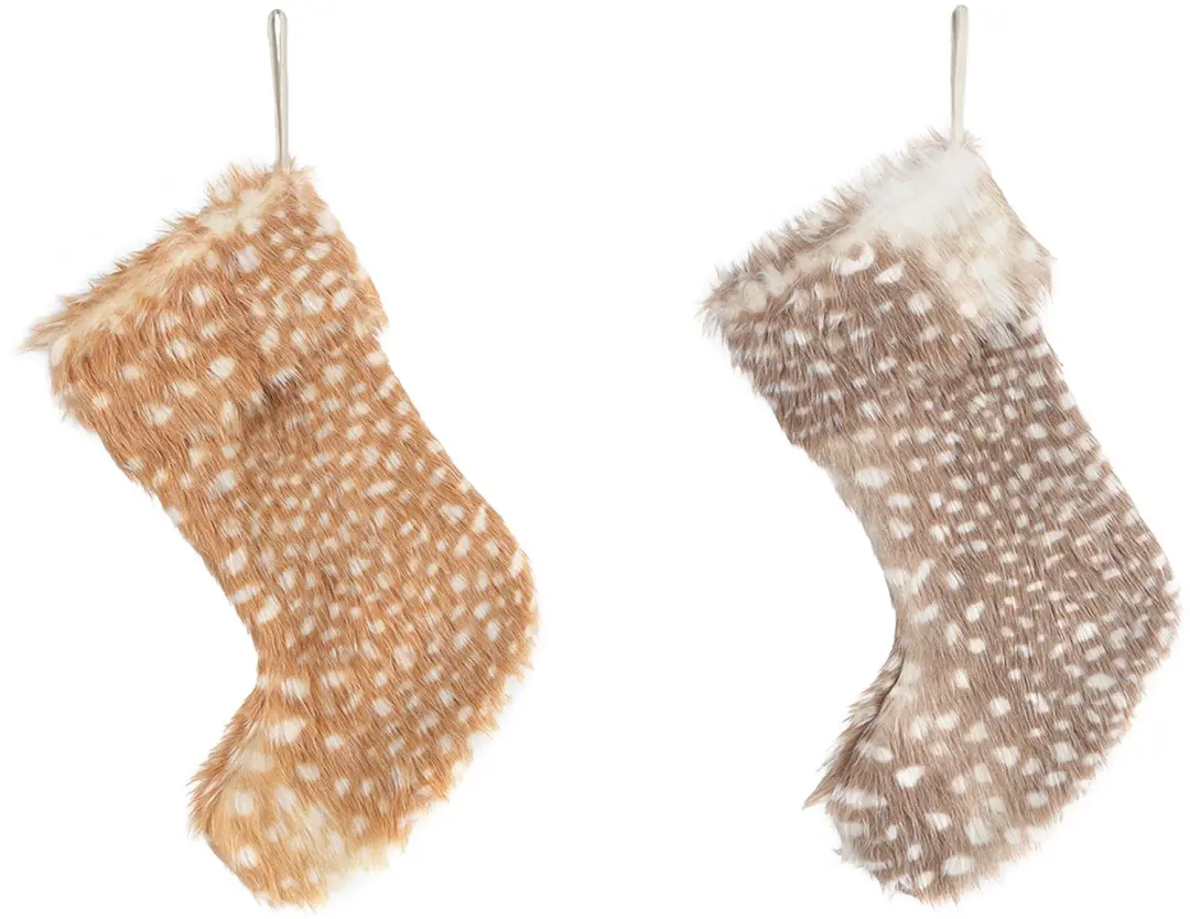 Decoratie Kerstsok bruin/beige a2 polyester 25x35x1cm.