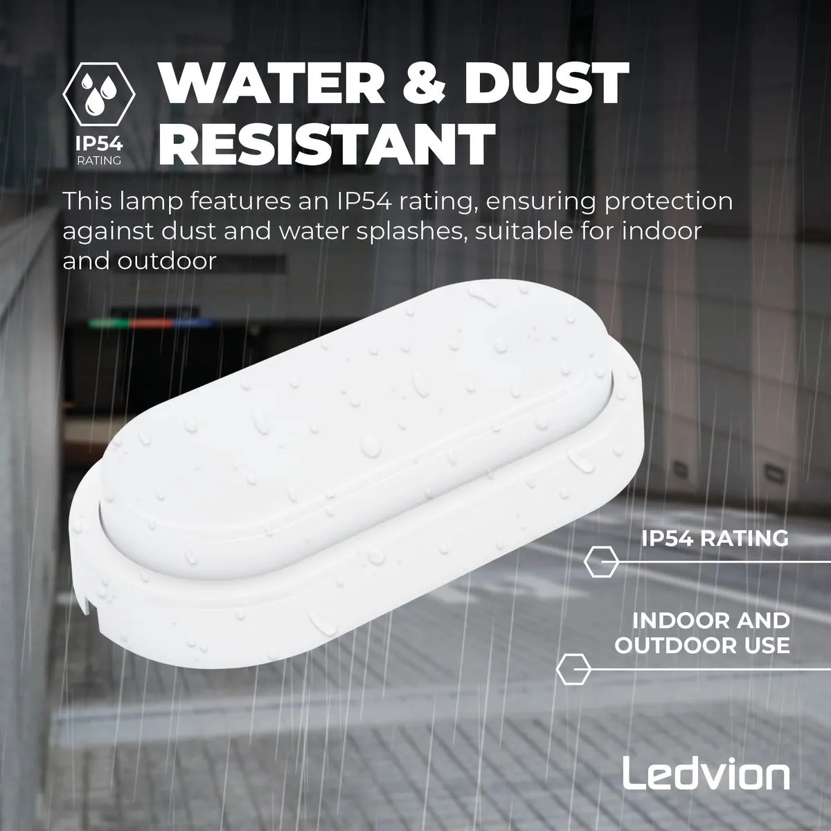 LEDVION Bulkhead Plafondlamp Badkamer 6.5W 4000K IP54 - Wit