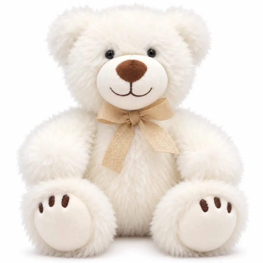 Teddybeer met Strik (Wit) Pluche Knuffel 32 cm