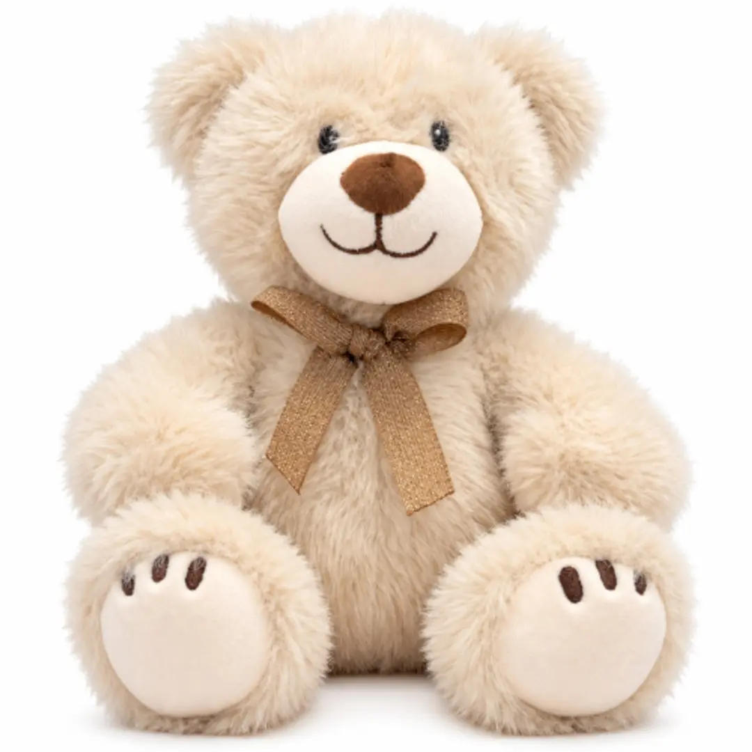 Teddybeer met Strik (Beige) Pluche Knuffel 22 cm