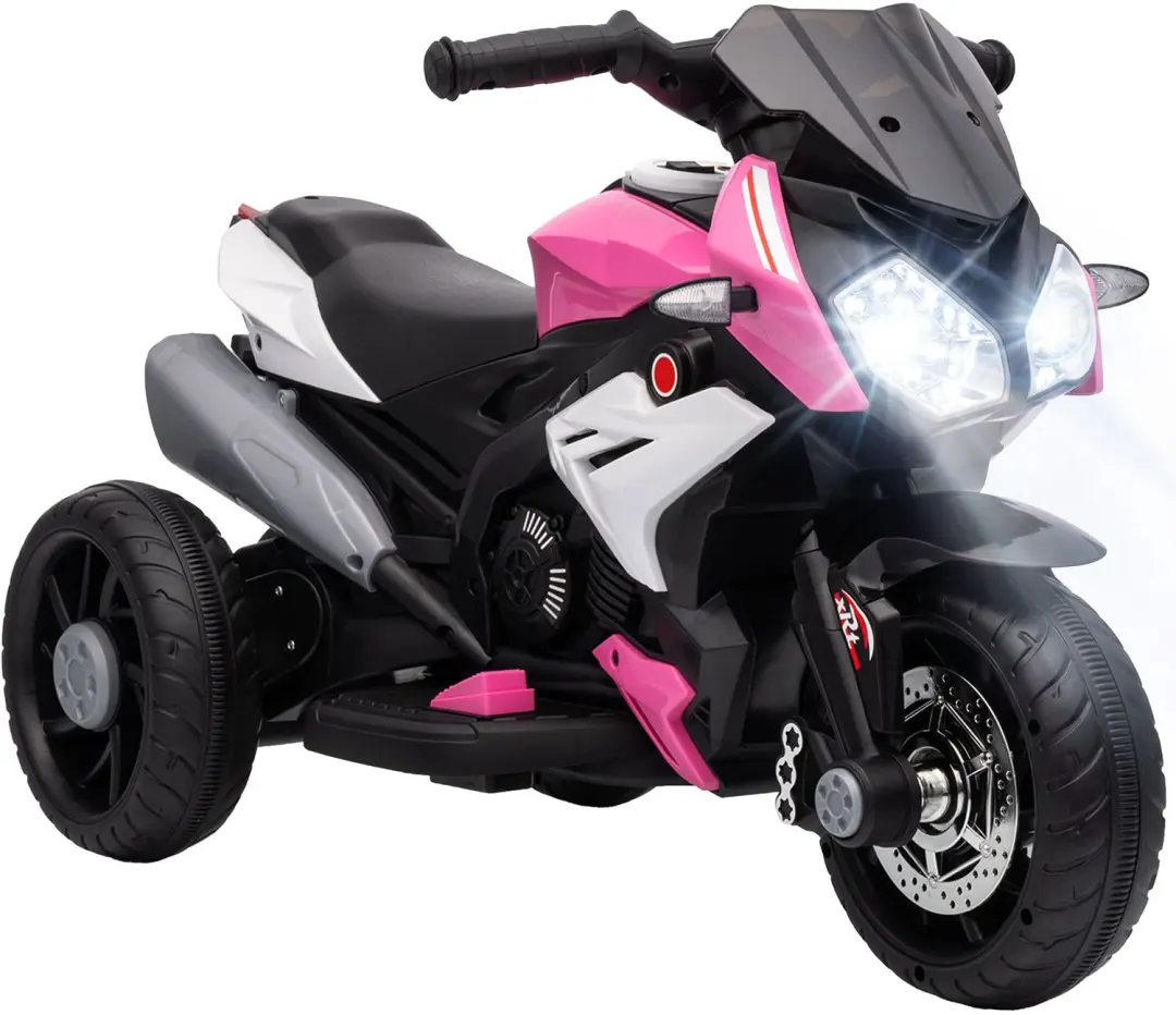 ECTEATOY® Elektrische kindermotor met licht en geluid roze/wit 3 km/u