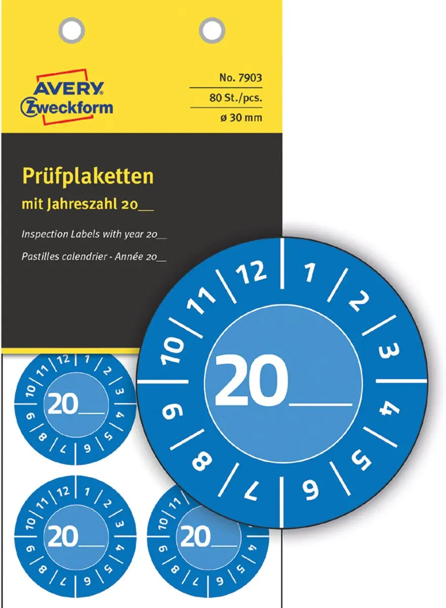 Avery Zweckform 7901 Testbadge 30mm - Rood - 80 st. - afbeelding 3 van 4