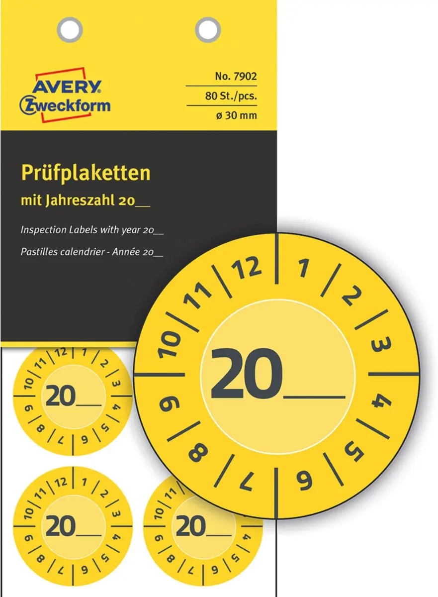 Avery Zweckform 7902 Testbadge Ø30mm - Geel - 80 st. - afbeelding 3 van 4