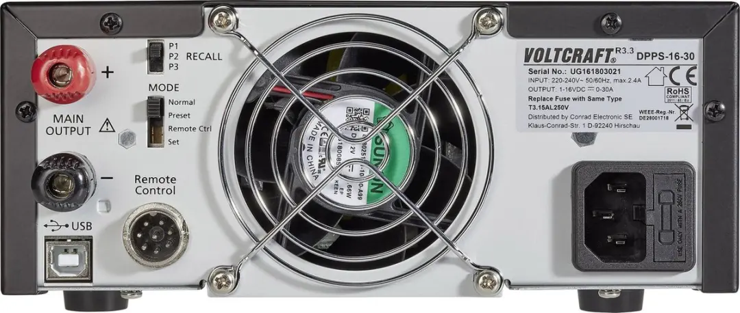 Voltcraft DPPS-16-30 Labvoeding 480W - 1-16V 0-30A - afbeelding 4 van 6