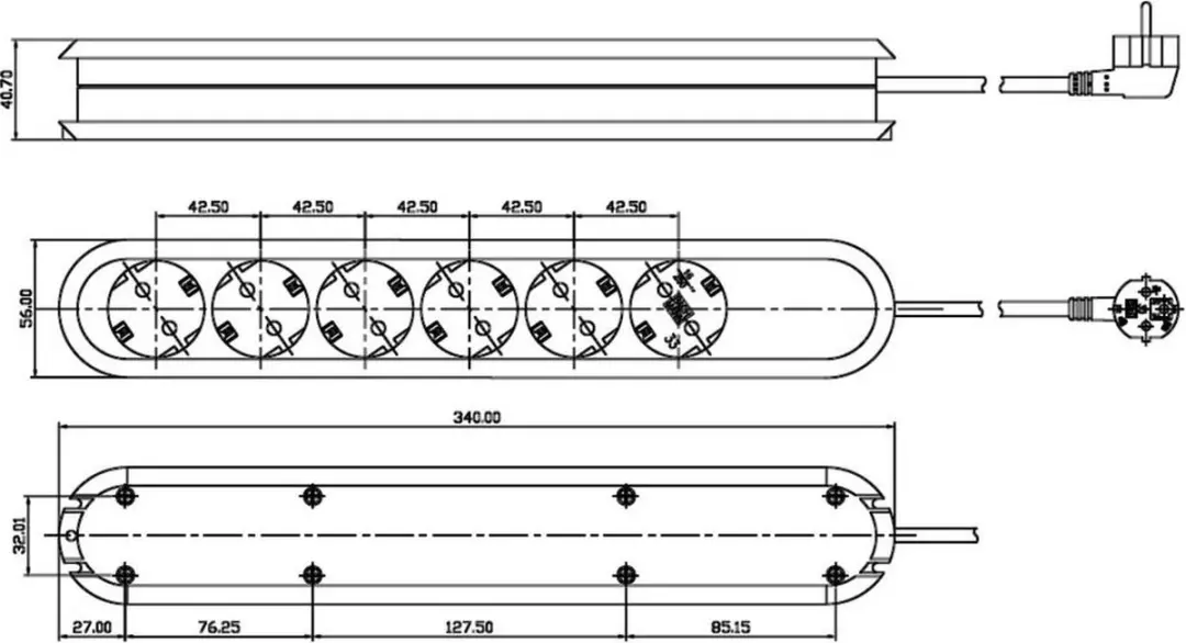 Bachmann 381.249K Stekkerdoos 6-voudig 5m - Wit - afbeelding 6 van 6
