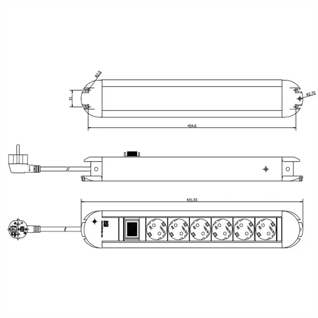 Bachmann 300.004 Stekkerdoos 9x Geaard - 2 m - afbeelding 6 van 6