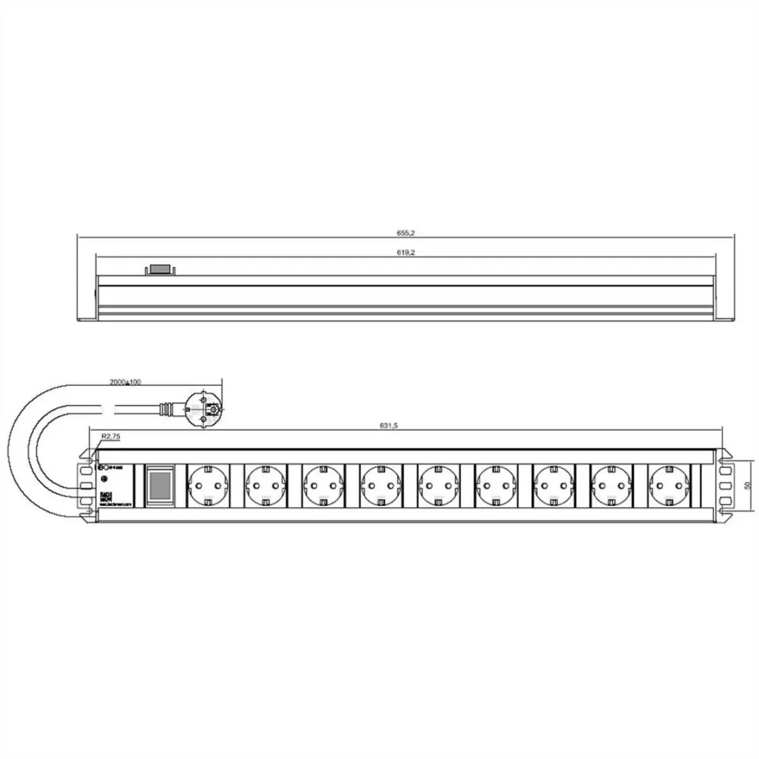 Bachmann 300.004 Stekkerdoos 9x Geaard - 2 m - afbeelding 5 van 6