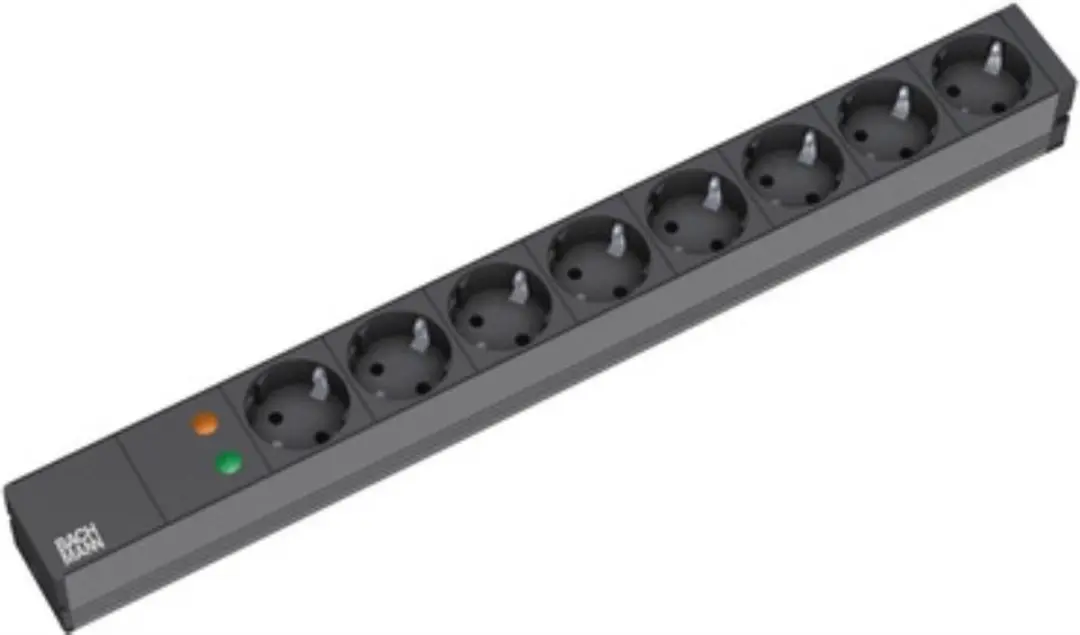Bachmann 333.534 19 inch Stekkerdoos 8x CEE7/3 - Zwart - afbeelding 2 van 2