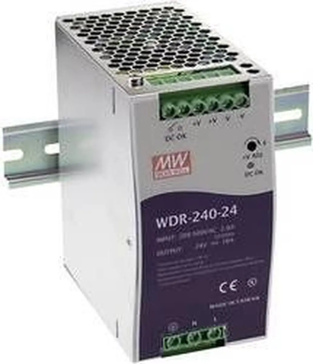 Mean Well WDR-240-24 DIN-rail netvoeding 24 V/DC 10 A 240 W Aantal uitgangen: 1