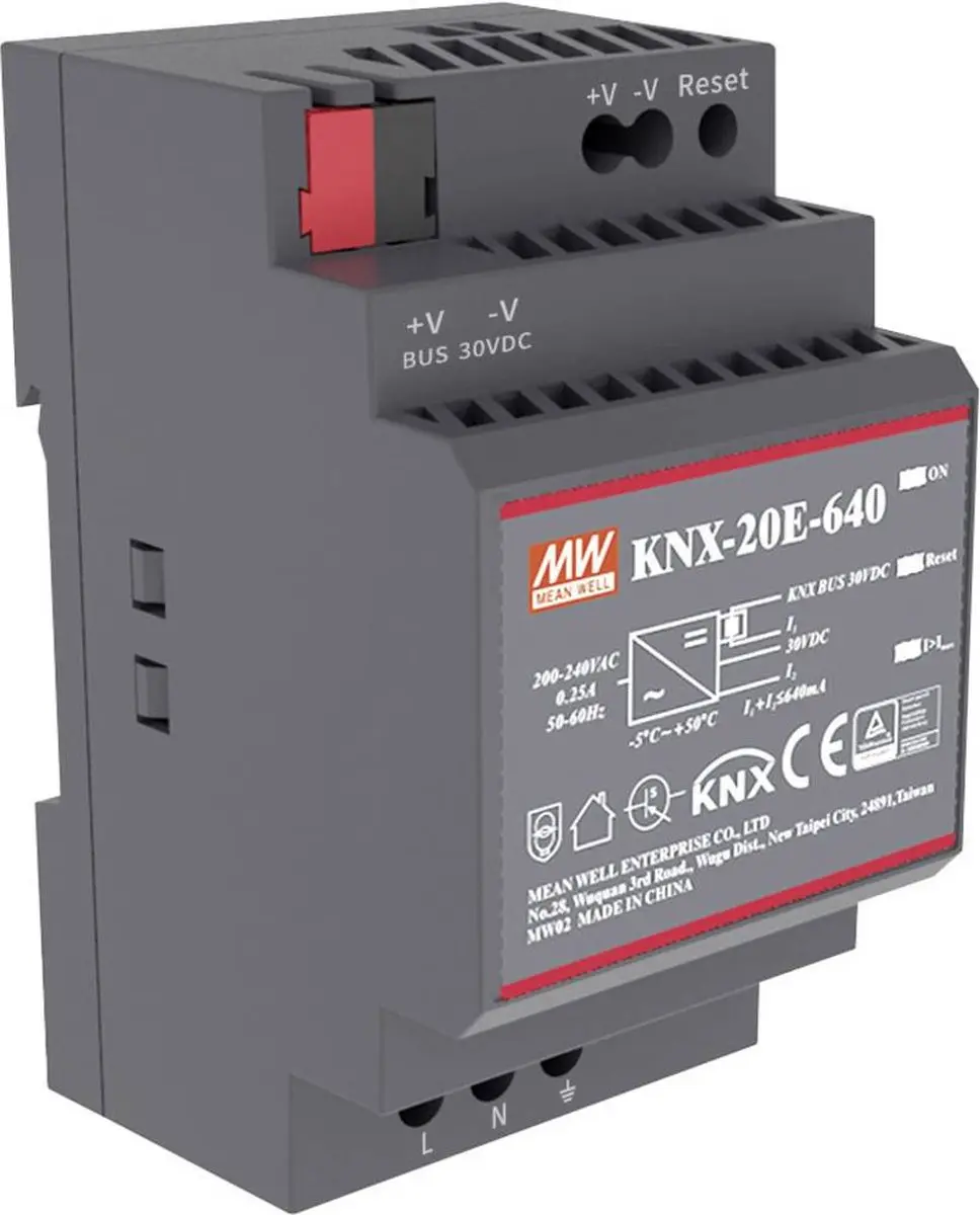Mean Well KNX-20E-640 DIN-rail voeding - 30V 640mA - afbeelding 3 van 3