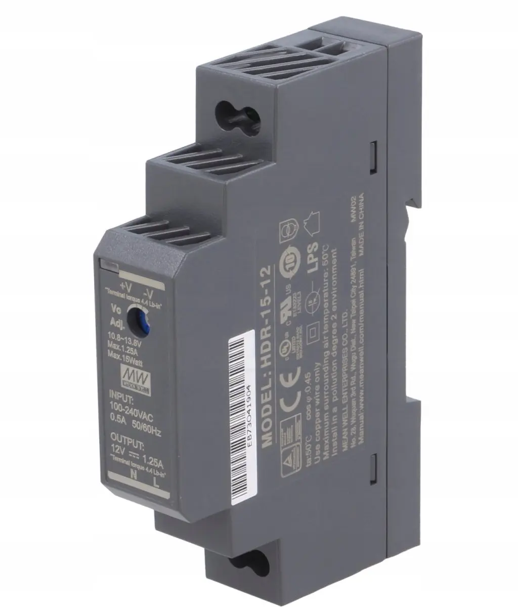 Mean Well HDR-15-12 DIN-rail netvoeding 12 V/DC 1.25 A 15 W Aantal uitgangen: 1