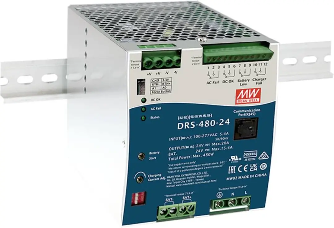 Mean Well DRS-480-24 DIN-rail netvoeding 24 V 20 A 480 W Aantal uitgangen: 1 x I