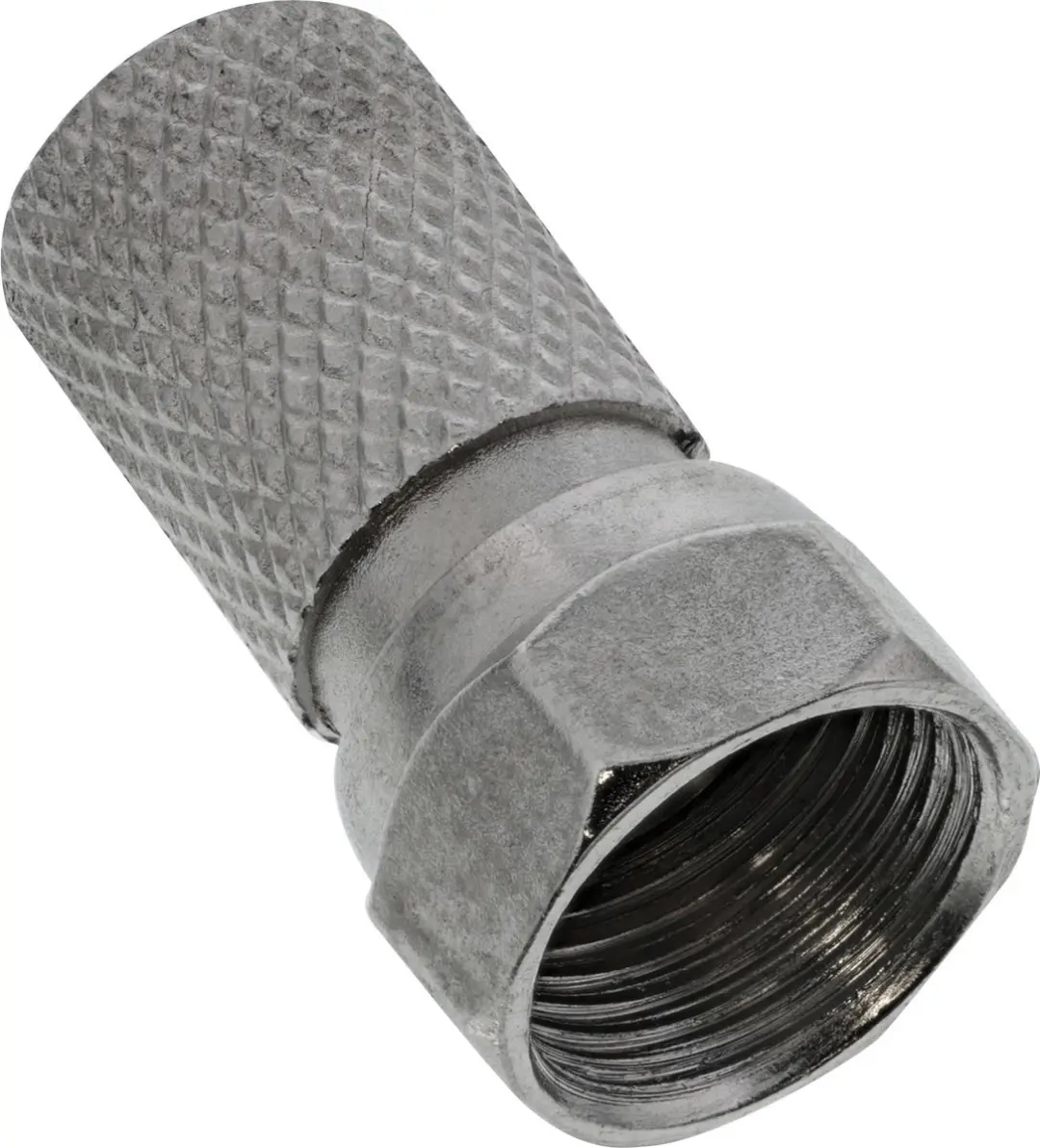 F-connector voor coaxkabel, 7mm kabelmantel, RVS/zwart