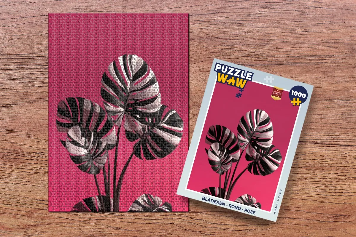 PuzzleWow Bladeren Rond Legpuzzel 1000 Stuks - Roze