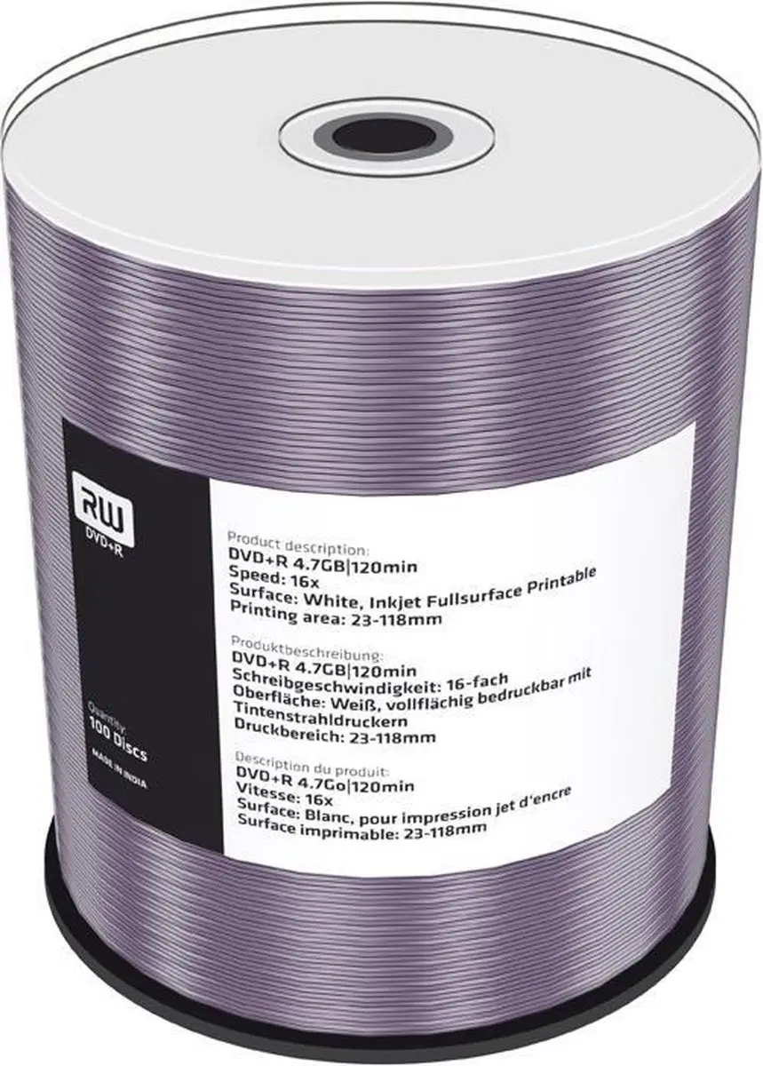MediaRange MR414 DVD+R Printable - 4,7 GB - 100 Stuks - afbeelding 3 van 3