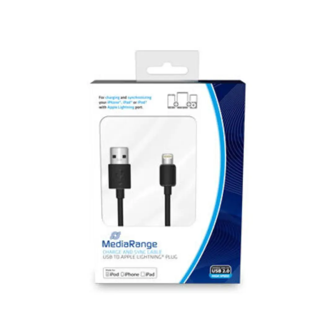 MediaRange MRCS137 Lightning Kabel - 1,2m - Zwart - afbeelding 2 van 2