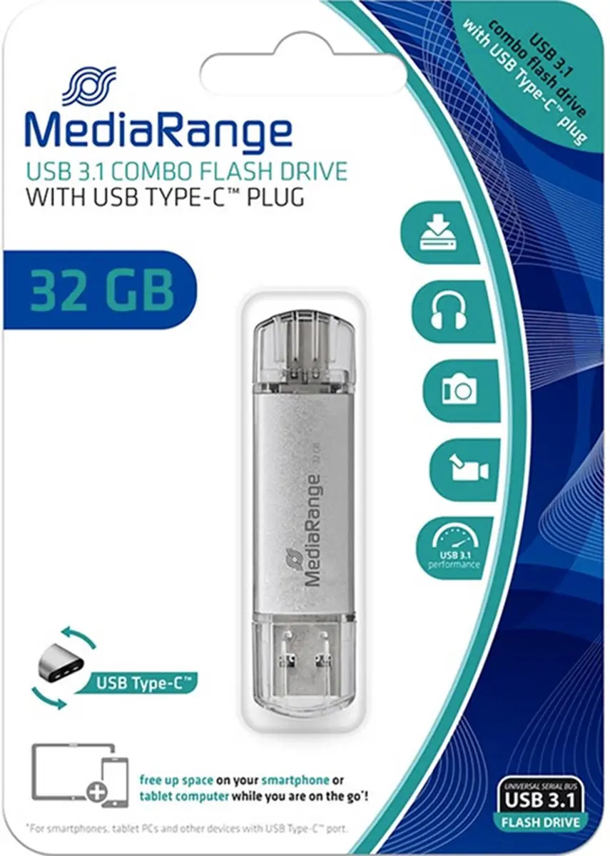 MediaRange MR936 USB-stick 32GB - USB-A/USB-C - afbeelding 4 van 4