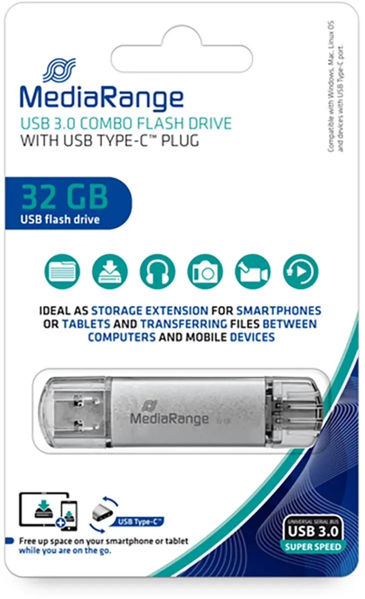 MediaRange MR936 USB-stick 32GB - USB-A/USB-C - afbeelding 2 van 4