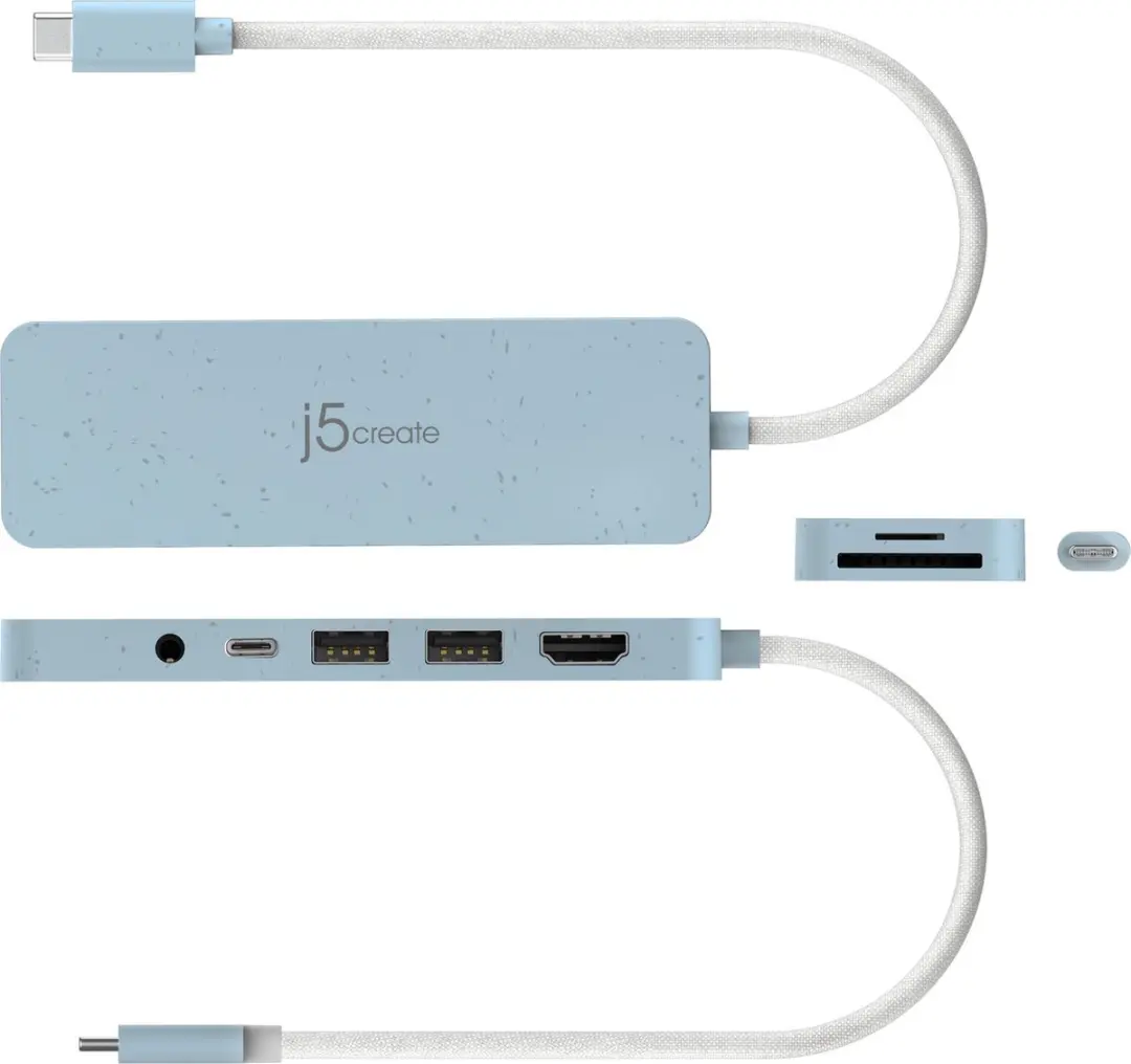 j5create JCD373EC-N USB-C Multi-Poort Hub - Cyaan - afbeelding 3 van 4