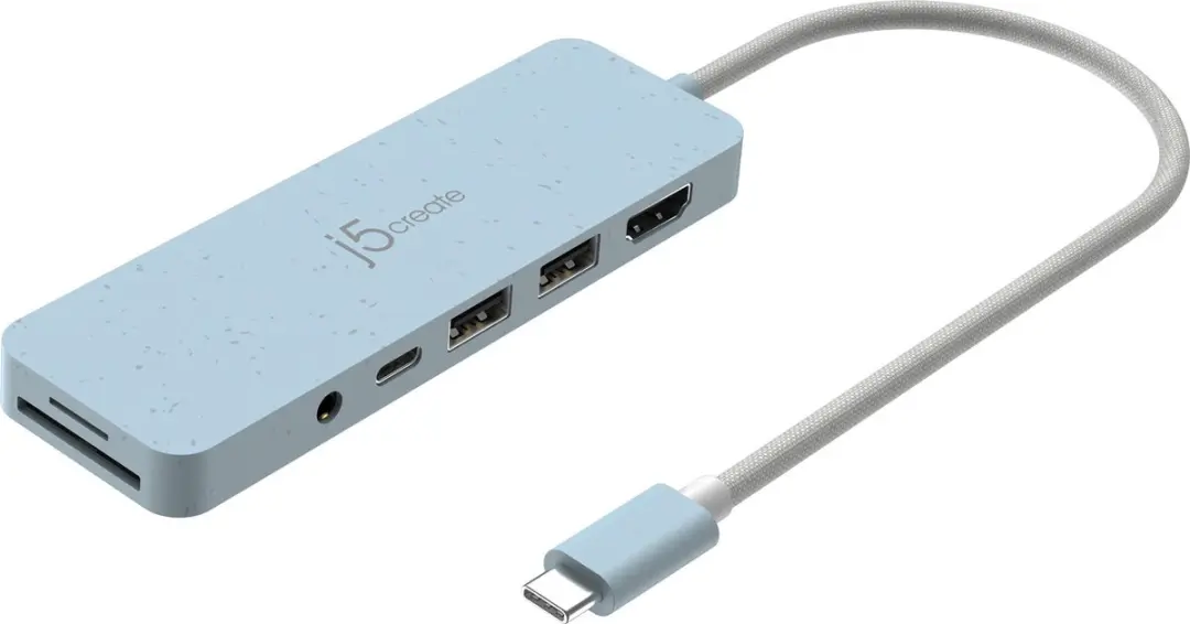j5create JCD373EC-N USB-C Multi-Poort Hub - Cyaan - afbeelding 4 van 4