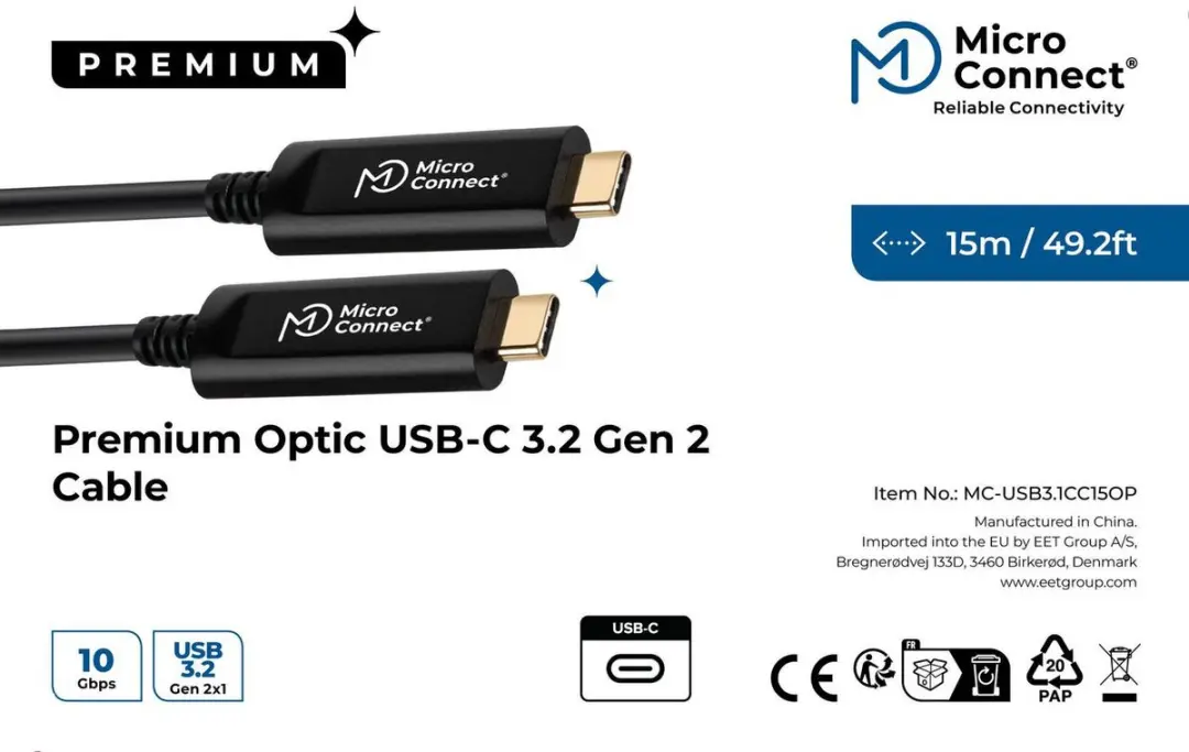 Microconnect MC-USB3.1C15OP USB-kabel 15m - Zwart - afbeelding 2 van 6